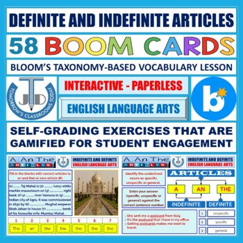 Preview of DEFINITE AND INDEFINITE ARTICLES - A, AN AND THE - 58 BOOM CARDS