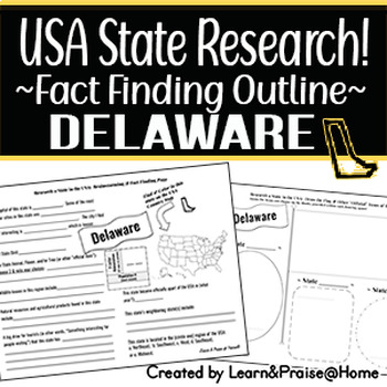 Preview of DELAWARE State Research Report: Brainstorm & Fact Page Outline | SOCIAL STUDIES