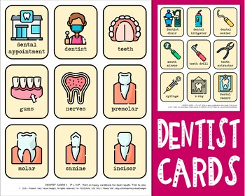 Preview of DENTIST CARDS 1 : Dental Icons Brushing Teeth Pictures Healthcare Set