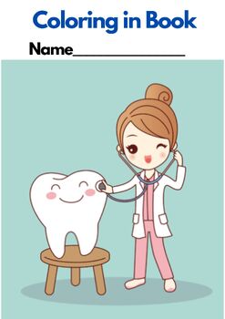 Preview of DENTIST images, COLORING in Book (20 pages), US spelling
