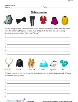 DESCRIBING CLOTHING, THAT AND THOSE (SPANISH) by Language Plan It