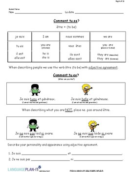 French Quiz on Describing Oneself by Sr and Monsieur Schepeez