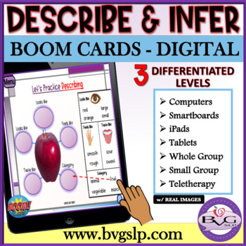 Preview of DESCRIBING and MAKING INFERENCES DIGITAL BOOM CARDS  - Adjectives REAL IMAGES