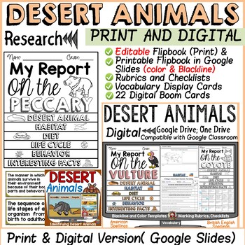 Preview of DESERT ANIMALS REPORT: INFORMATIVE WRITING: RESEARCH TEMPLATES PRINT & DIGITAL