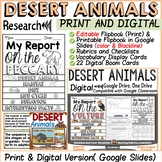 DESERT ANIMALS REPORT: INFORMATIVE WRITING: RESEARCH TEMPL