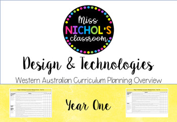 Preview of DESIGN & Technologies Planning Overview Western Australian Curriculum - Year 1
