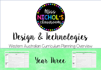 Preview of DESIGN & Technologies Planning Overview Western Australian Curriculum - Year 3