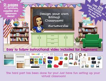 Preview of DESIGN YOUR OWN Bitmoji Classroom- Over 175 png's to create your space!