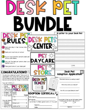Preview of DESK PET BUNDLE l Rules, Contracts, Posters, Activities, Classroom Management
