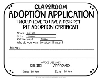 DESK PET Adoption Certificate FREE