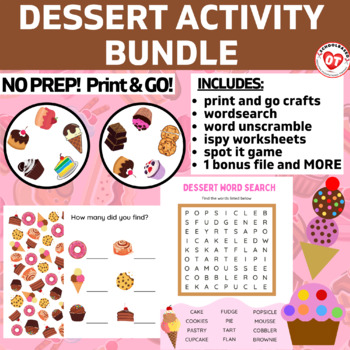 Preview of DESSERT THEMED OT ACTIVITY BUNDLE (crafts, ispy, visual perceptual worksheets)