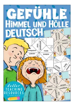 Preview of DEUTSCH Gefühle (feelings and emotions) Cootie Catcher German Spiel