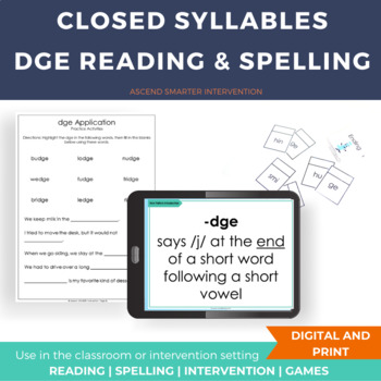 Preview of DGE Reading and Spelling Lesson - INCLUDES DIGITAL