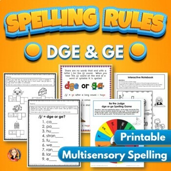 Preview of DGE and GE Spelling Rule Activities