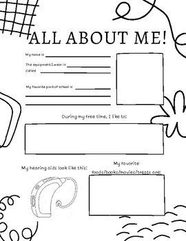 DHH All About Me Student Inventory with Equipment by Hear Sign Teach