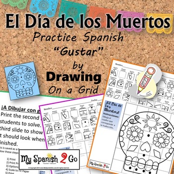 Preview of DIA DE LOS MUERTOS: Draw the Square in the Grid for translation of GUSTAR-Fun!