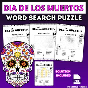 DIA DE LOS MUERTOS WORD SEARCH PUZZLE by THE LITTLE FINGERS | TPT