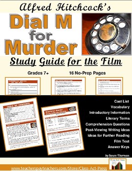 Preview of DIAL M FOR MURDER | Alfred Hitchcock Film Study Guide | Worksheets