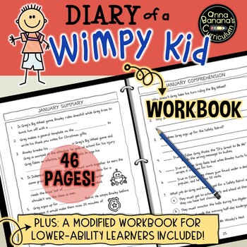 Preview of DIARY OF A WIMPY KID WORKBOOK: Print Novel Study