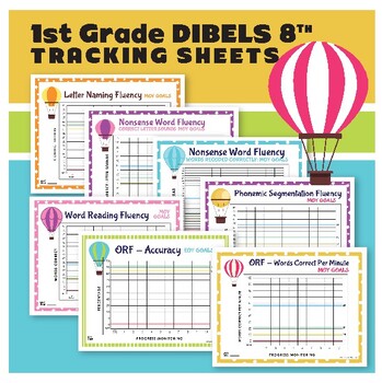 Preview of DIBELS 8 Data Progress Monitoring Student Tracking Sheets: 1st Grade Trackers