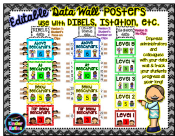 Preview of EDITABLE Data Wall Posters: DIBELS, iStation, and Letter & Number Recognition