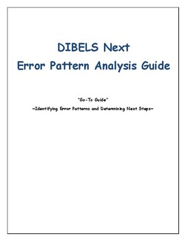 Preview of DIBELS Next Error Analysis Guide