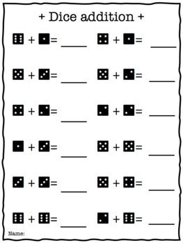 Preview of DICE ADDITION & SUBTRACTION activity sheets