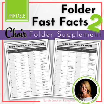 Preview of DICTION Folder Fast Facts IPA for High School Choir and Chorus