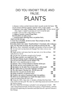 Preview of DID YOU KNOW? True or False - PLANTS