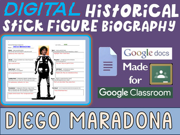 Preview of DIEGO MARADONA Digital Historical Stick Figure Biography (MINI BIOS)