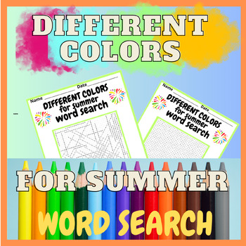 Preview of DIFFERENT COLORS FOR SUMMER WORD SEARCH Middle School Fun Activity Vocabulary