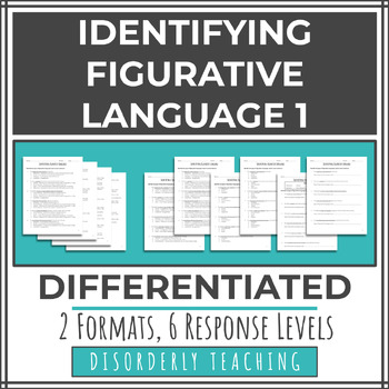 Preview of DIFFERENTIATED Identifying Figurative Language Worksheet 1 | 12 variations