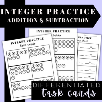 Preview of DIFFERENTIATED Integer Operation Task Cards