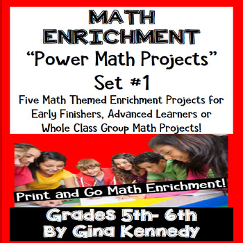 Preview of 5th and 6th Grade Math Projects, Math Enrichment Print and Go! Set #1