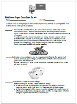 5th and 6th Grade Math Projects, Math Enrichment Print and Go! Set #4
