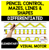 DIFFERENTIATED PENCIL CONTROL MAZES,LINES+SHAPES 3 lined p