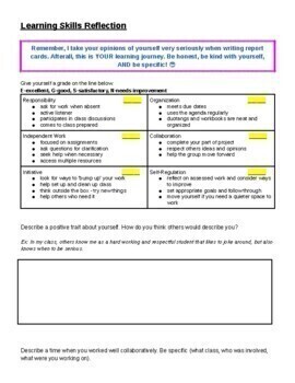 Preview of Learning Skills - Self Assessment