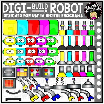 Preview of DIGI Build A Robot - Movable Images Clip Art Set {Educlips Clipart}