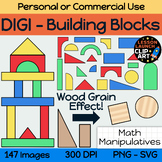 DIGI - Colorful Flat Wooden Building Blocks - Movable Grap