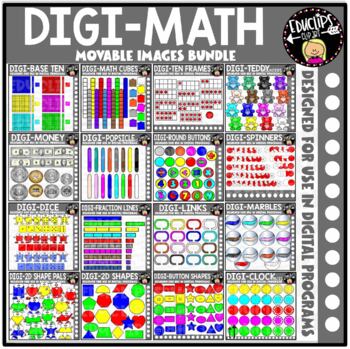 Preview of DIGI Math - Movable Images Clip Art Mega Bundle {Educlips Clipart}