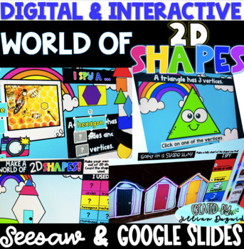 Preview of DIGITAL 2D SHAPES - Google Slides & Seesaw - Self-Checking