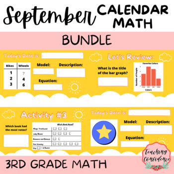 Preview of DIGITAL 3rd Grade September Calendar Math BUNDLE