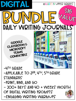Preview of DIGITAL 4th Grade Daily Writing Journal School Year BUNDLE