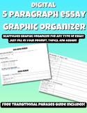 DIGITAL 5 Paragraph Essay Graphic Organizer - Scaffolded -