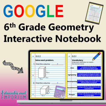 Preview of DIGITAL 6th Grade Geometry Interactive Notebook Bundle ⭐ Google Classroom