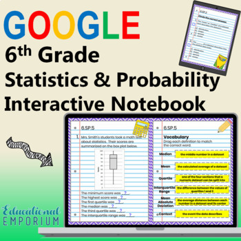 Preview of DIGITAL 6th Grade Statistics & Probability Interactive Notebook Math Bundle ⭐ SP