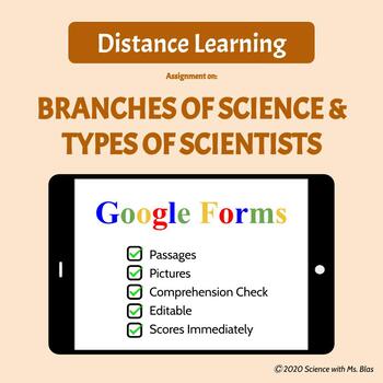 Preview of DIGITAL ASSIGNMENT FOR GOOGLE FORMS™ | BRANCHES OF SCIENCE & TYPES OF SCIENTISTS