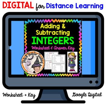 Preview of DIGITAL Adding and Subtracting Integers Quick Check Worksheet with Answer Key