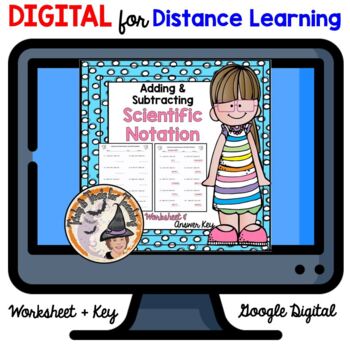 Preview of DIGITAL Adding and Subtracting Scientific Notation Worksheet and Answer Key