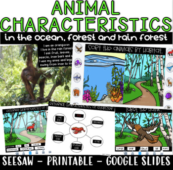 Preview of DIGITAL Animal Characteristics&Habitats-SEESAW-GOOGLE SLIDES